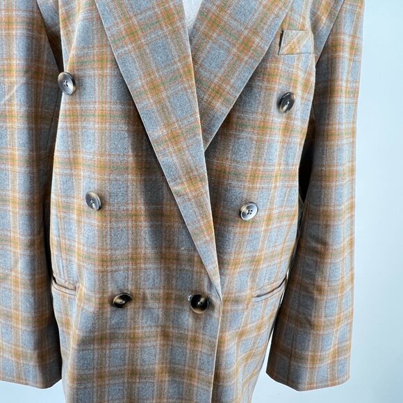 🧥 Steve Madden Women's Oversized Double Breasted Plaid Blazer Jacket – Size L - Picture 2 of 12